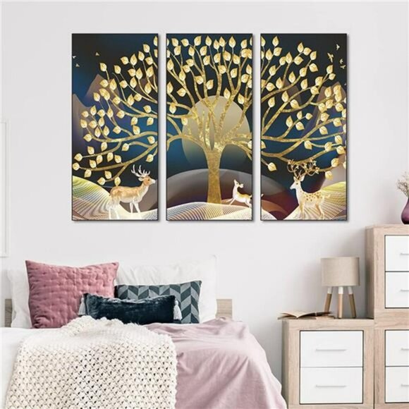 Golden Tree Wall Stickers Peel and Stick Vinyl Decals for Living Room Decor - Picture 4 of 8